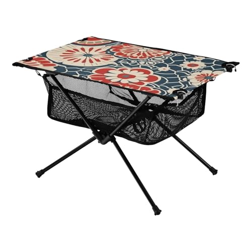 Klapptisch Camping Rot und Blau Japanischer Vintage Floral Camping Tisch Zusammenklappbar für Picknick Camping Reisen Klapptisch Camping Rot und Blau Japanischer Vintage Floral Camping Tisch Zusammenklappbar für Picknick Camping Reisen von Amooorous