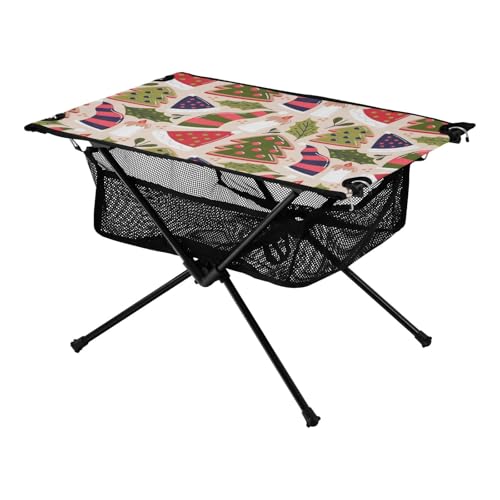 Klapptisch Camping Rot und Grün Weihnachtsbaum Waschbar Packbar Outdoor Tisch mit Aufbewahrungstasche für Outdoor Kochen Picknick Camping Reisen von Amooorous