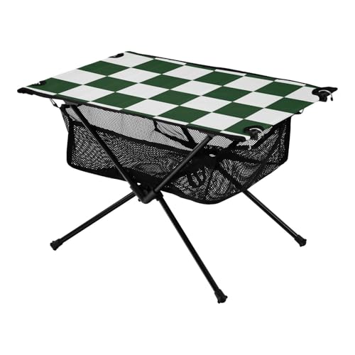 Klapptisch Outdoor Grün und Weiß Kariert Muster Leicht Stabil Strand Klapptische mit Tragetasche für Strand Angeln Camping von Amooorous