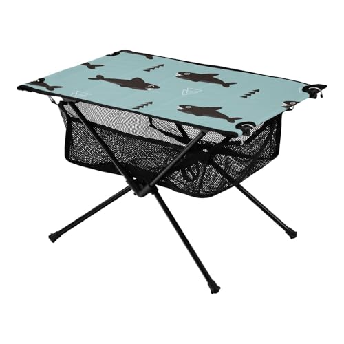 Klapptisch Schwarz Ozeanfisch Tragbarer Campingtisch mit Tragetasche für Outdoor Strand Grill BBQ Reisen von Amooorous