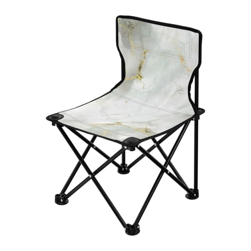 Kompakte Campingstühle für Erwachsene, Weißgold, Marmorstruktur, leichte Strandkörbe für Erwachsene, inklusive Tragetasche, Reisestühle für Erwachsene, für draußen, draußen von Amooorous