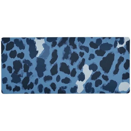 Leopard Trendy Navy Blue unwashable Desk Mouse Pad for Home Office Cool Small Desk Mat for Keyboard and Mouse 80.0 x 30.0 cm von Amooorous