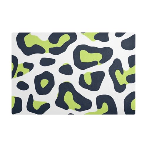 Leopardenmuster, Limettengrün und Marineblau, Kaffeematten für Küchentheke, Leder, schnell absorbierende Kaffeemaschine, Matte für Arbeitsplatten für die Küche Leopardenmuster, Limettengrün und Marineblau, Kaffeematten für Küchentheke, Leder, schnell absorbierende Kaffeemaschine, Matte für Arbeitsplatten für die Küche von Amooorous