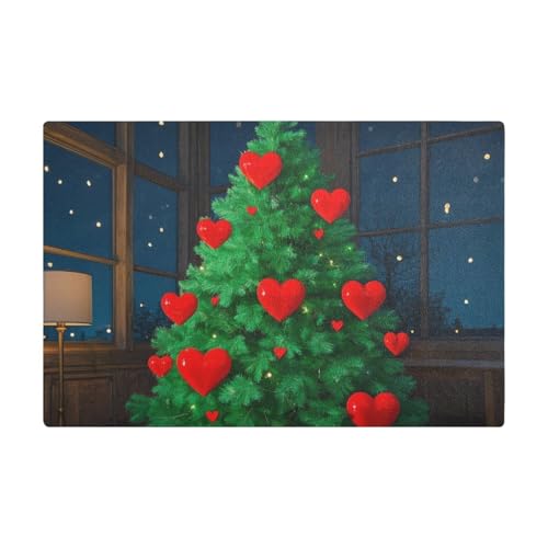 Love Green Merry Christmas Tree Quick Dry Coffee Mat Leather Moisture Absorbing Coffee Bar Mats for Countertop for Counter von Amooorous