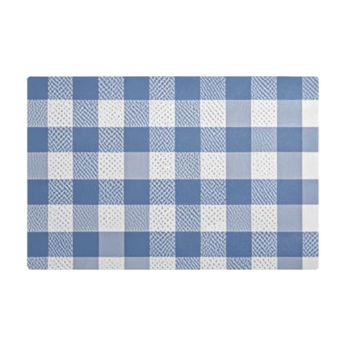 Lovely Blue Plaid Coffee Mat Leather absorbant Coffee Machine Mat Counter for Countertop von Amooorous