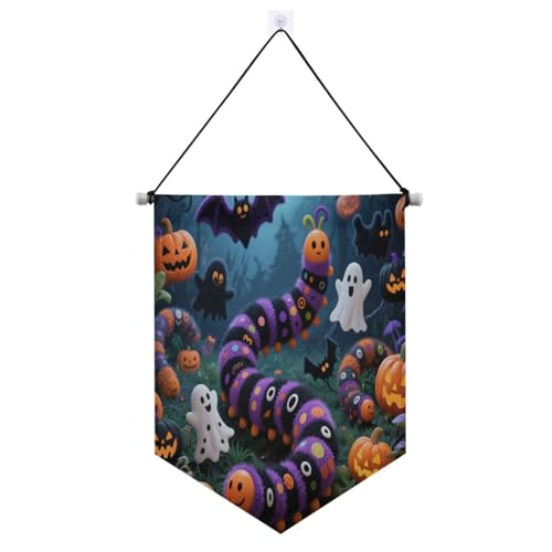 Lustiger violetter Raupen-Banner-Aufhänger für die Wand mit Teleskopstange, Wimpelflagge, Banner, Outdoor-Dekoration für Tür, Wände, Fenster, Gärten, Hof, Banderitas für Fiestas von Amooorous