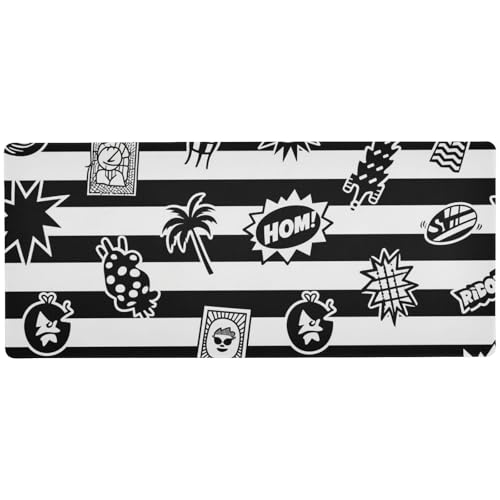 Mauspad für den Schreibtisch, rutschfest, für den Schreibtisch, 80 x 30 cm, Schwarz / Weiß gestreift Mauspad für den Schreibtisch, rutschfest, für den Schreibtisch, 80 x 30 cm, Schwarz / Weiß gestreift von Amooorous
