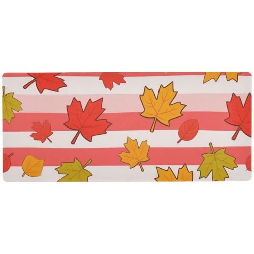 Mauspad mit Ahornblättern, groß, waschbar, 80 x 30 cm, Rot / Weiß gestreift Mauspad mit Ahornblättern, groß, waschbar, 80 x 30 cm, Rot / Weiß gestreift von Amooorous