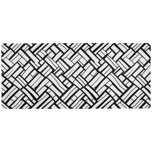 Mauspad mit Volleyball-Textur, Schwarz/Weiß, praktisches Schreibtisch-Mauspad für Schreibtische, multifunktionales Schreibtisch-Mauspad, 80 x 30 cm von Amooorous