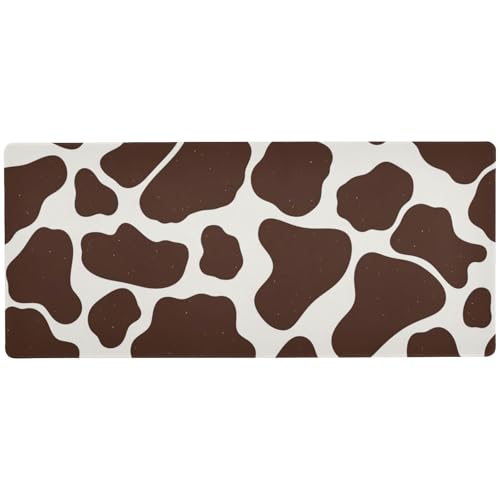 Mauspad mit braunem Kuhdruck, modernes Mauspad für den Schreibtisch, wasserdicht, Gaming-Mauspad, 80 x 30 cm von Amooorous