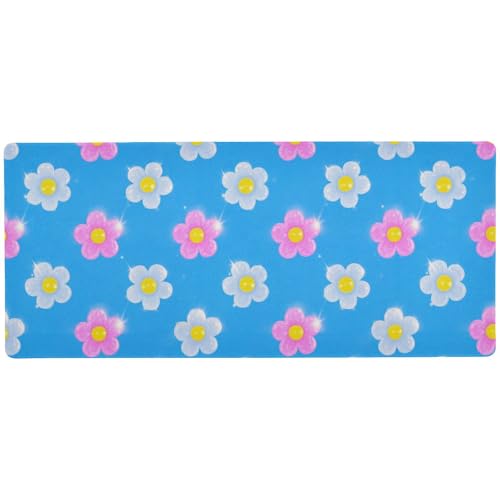 Mauspad mit künstlichem Glitzer-Cartoon-Motiv, Blau, praktisch, lang, für Schreibtisch, dünnes Computer-Mauspad, 80 x 30 cm von Amooorous