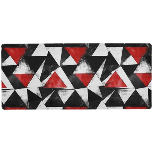Mauspad mit unregelmäßigem Dreieck, Anime, für den Schreibtisch, große Matte für Maus, 80 x 30 cm, Rot / Schwarz von Amooorous