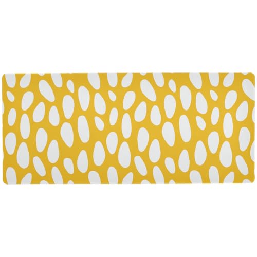 Mauspad mit weißen Punkten auf gelbem Hintergrund, unwaschbar, cooles Mauspad für Zuhause, Büro, auffällige Mauspads für den Schreibtisch, 80 x 30 cm Mauspad mit weißen Punkten auf gelbem Hintergrund, unwaschbar, cooles Mauspad für Zuhause, Büro, auffällige Mauspads für den Schreibtisch, 80 x 30 cm von Amooorous