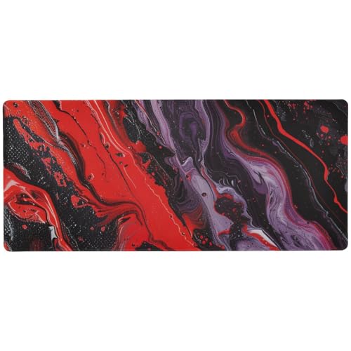 Multifunktionale Schreibtischunterlage für Tastatur und Maus für Home Office, glattes Mauspad, Ladegerät, 80 x 30 cm, Schwarz und Rot von Amooorous