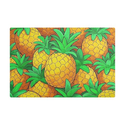 Niedliche Cartoon-Obst-Ananas-Kaffeematten für Arbeitsplatte, Leder, saugfähige Thekenmatte für Kaffeemaschine für Kaffeemaschine von Amooorous