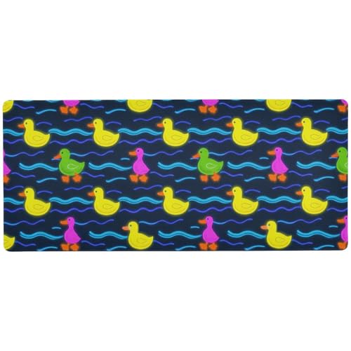 Niedliche Maus, buntes fluoreszierendes Entchen, Schreibtisch-Mauspad zum Schreiben, rutschfest, großes Mauspad, 80 x 30 cm von Amooorous