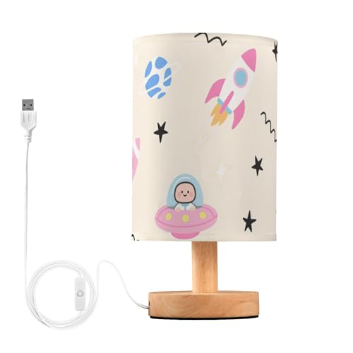 Niedliches und farbenfrohes Raumschiff-Raketen-Roboter-LED-Schreibtischlicht, Nachtlichter für Erwachsene für Kinderzimmer, Tischlampen für Mädchen mit USB de lamparas de mesa von Amooorous