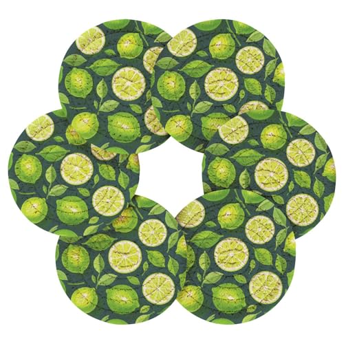 Ölgemälde mit grüner Zitrone, dekorative Rollen, Untersetzer für Getränke, Posavasos Para Mesa, Einweihungsgeschenk mit Halter, 6 Stück von Amooorous