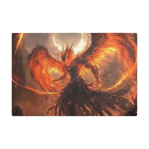 Orange Cool Flame Phoenix Wasserabsorbierende Kaffeematte Leder saugfähige Kaffeemaschine Matte für Theke von Amooorous
