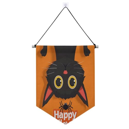 Orange-schwarze Katze, Halloween-Hängebanner mit Teleskopstange, lustiges Banner zum Aufhängen, Dekorationen für Büro, Schule, Klassenzimmer, Schlafsaal, Heim-Banderinen für Feste Orange-schwarze Katze, Halloween-Hängebanner mit Teleskopstange, lustiges Banner zum Aufhängen, Dekorationen für Büro, Schule, Klassenzimmer, Schlafsaal, Heim-Banderinen für Feste von Amooorous