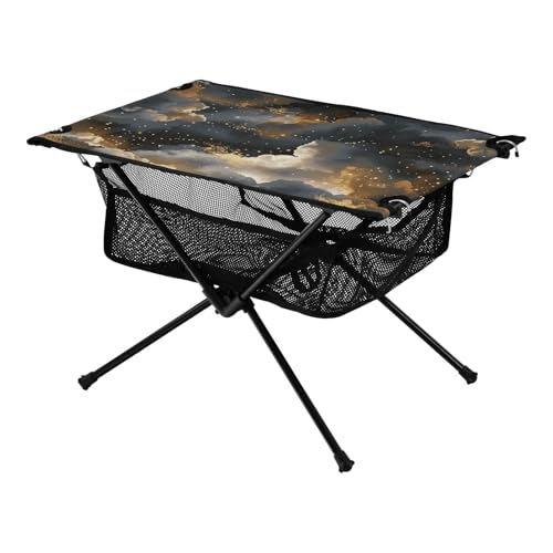 Outdoor Klapptisch Dunkelgold Wolken Kleiner Strand Getränketisch mit Aufbewahrungstasche für Fisch BBQ Camping von Amooorous