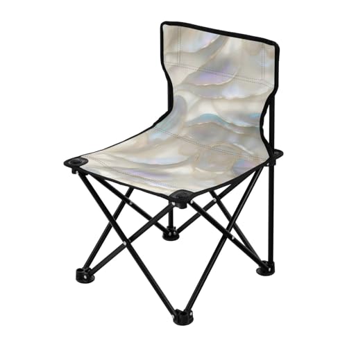 Pearl White Ornate Texture Tragbare Campingstühle für Erwachsene Ultraleicht Strandkorb Inklusive Tragetasche Reisestuhl für Picknick Picknick von Amooorous