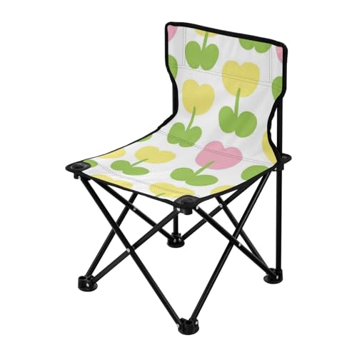 Pfirsich und Grün Designer-Campingstuhl mit niedlichem Blumenmuster, kompakt, ultraleicht, leichter Rucksack, Strandkörbe für Erwachsene, Tragetasche, Wanderstuhl für Camping, Wandern von Amooorous