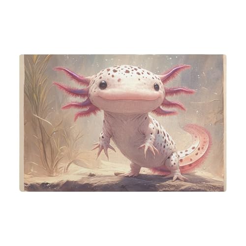 Pfirsichfarbene Axolotl süße Kaffeematte für Arbeitsplatte, Leder, saugfähig, Kaffeebar-Matte für Arbeitsplatte für Theke von Amooorous