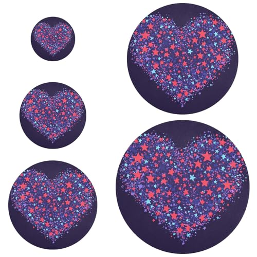 Purple Heart Day Red and Blue Stars 5 Pcs elastic bowl covers reusable in 5 Size Bowl Covers Bread Sauerteigdeckel für lang anhaltende Frische von Amooorous