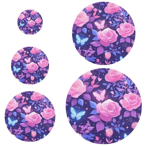 Purple Peach Elegant Blooms 5 Pcs bowl covers elastic reusable washable in 5 Size Food Storage Covers for Food Fruit Salad Eco-friendly von Amooorous