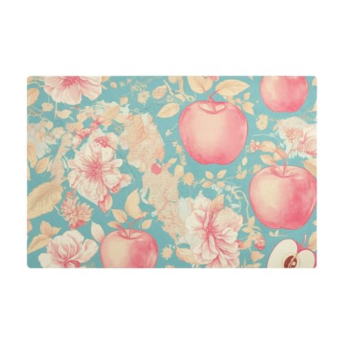Romantische Valentinstagsblumen-Obst-Kaffeematten für Arbeitsplatte, Leder, absorbiert trockene Matten für Theke, Blau / Rosa Romantische Valentinstagsblumen-Obst-Kaffeematten für Arbeitsplatte, Leder, absorbiert trockene Matten für Theke, Blau / Rosa von Amooorous
