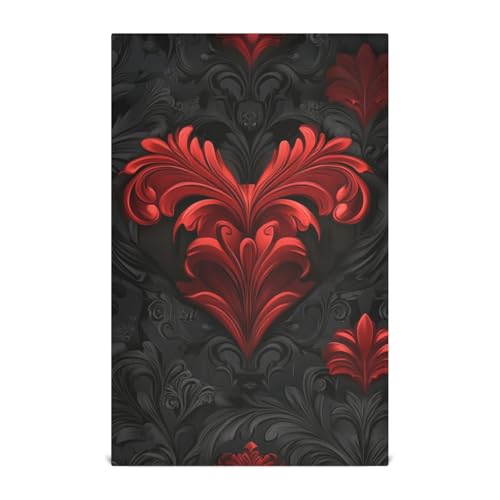 Rote und schwarze Geschirrtücher zum Valentinstag, romantische Liebe, Küchentücher und Geschirrtücher, Frottee, Küchenhandtücher für die Küche, bedrucktes Design, schnell trocknend, 71,1 x 45,7 cm Rote und schwarze Geschirrtücher zum Valentinstag, romantische Liebe, Küchentücher und Geschirrtücher, Frottee, Küchenhandtücher für die Küche, bedrucktes Design, schnell trocknend, 71,1 x 45,7 cm von Amooorous