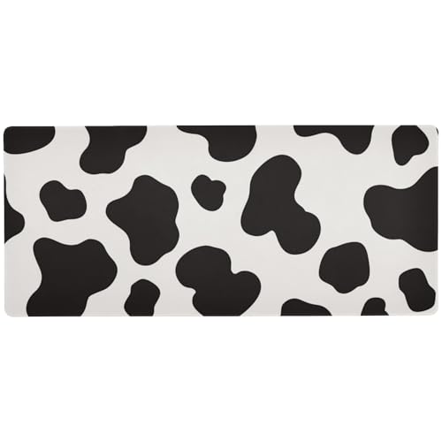 Rutschfestes großes Mauspad mit Kuh-Aufdruck, wasserfest, 80 x 30 cm, Schwarz / Weiß Rutschfestes großes Mauspad mit Kuh-Aufdruck, wasserfest, 80 x 30 cm, Schwarz / Weiß von Amooorous
