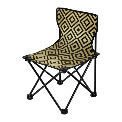 Schwarz und Gold Minimalistische Linien Tragbarer Ultraleicht Campingstuhl Ultraleicht Klappstuhl mit Tragetasche Outdoor Stühle für Sport Rasen von Amooorous