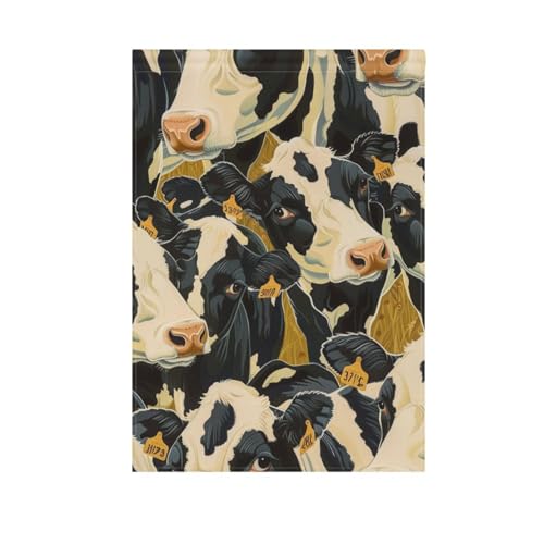 Schwarz-weißes Cartoon-Ölgemälde einer Kuhflagge, Garten, buntes Banner für Hofdekoration, 71 x 101 cm, doppelseitig Schwarz-weißes Cartoon-Ölgemälde einer Kuhflagge, Garten, buntes Banner für Hofdekoration, 71 x 101 cm, doppelseitig von Amooorous