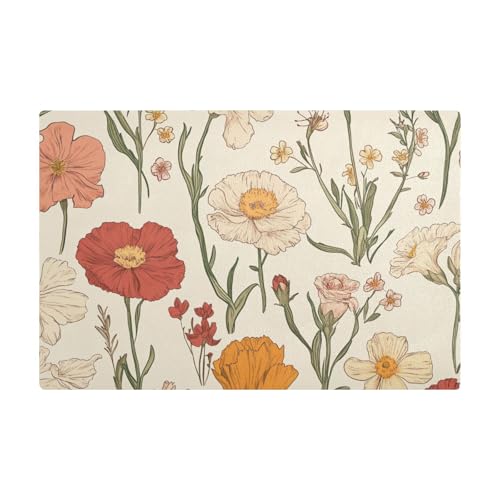 Sommerblumen Nelke Portulaca Grandiflora Narzisse Beige Arbeitsplatte Kaffeematten Leder saugfähige schnelle Matte für unter Kaffeemaschinen für Theke von Amooorous