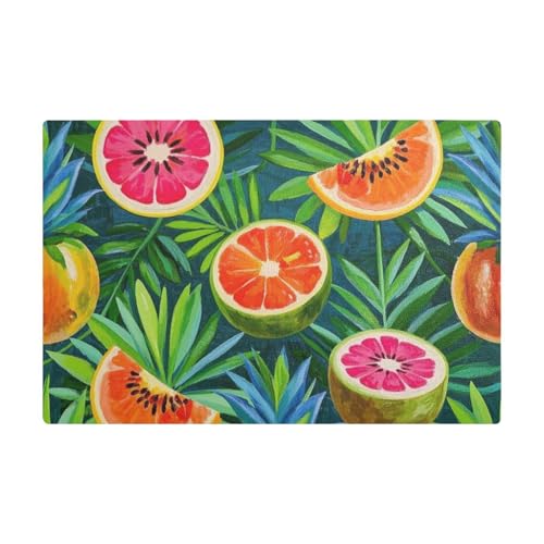 Sommerfarbene hawaiianische Obst-Kaffeematte aus Leder, feuchtigkeitsabsorbierend, für die Küche von Amooorous