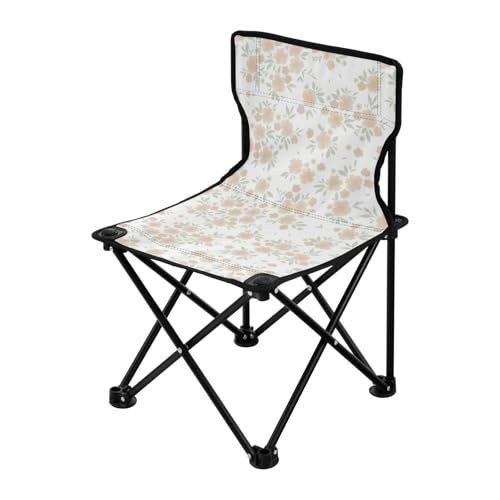 Spring Orange Weicher Klappstuhl mit Blumenmuster, für Rucksackreisen, Campingstuhl, leicht, tragbar, Strandstuhl für Reisen, mit Tragetasche, tragbarer Stuhl zum Warten in der Schlange für Sport von Amooorous