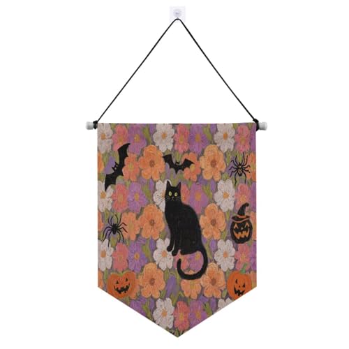 Stoffbanner "Happy Halloween", schwarze Katze, Kürbis, mit Teleskopstange, Wimpel, Banner, Flaggen, hängende Party-Dekorationen für drinnen und draußen, Party-Banderitas, Para-Fiestas Stoffbanner "Happy Halloween", schwarze Katze, Kürbis, mit Teleskopstange, Wimpel, Banner, Flaggen, hängende Party-Dekorationen für drinnen und draußen, Party-Banderitas, Para-Fiestas von Amooorous