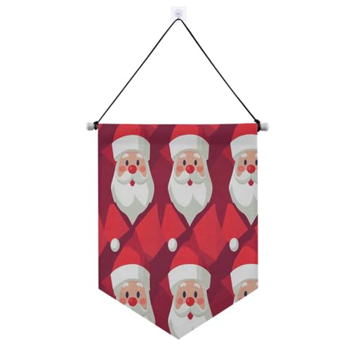 Stoffbanner mit Teleskopstange, Weihnachtsmann, geometrischer Stil, Dekoration für den Außenbereich, für Türen, Wände, Fenster, Gärten, Hof, Banderinen für Fiestas von Amooorous