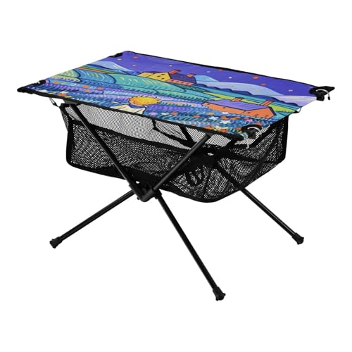 Strand-Klapptisch, Cartoon, bunt, Märchen, leicht, stabil, Grilltisch mit Tragetasche für Picknick, Camping, Reisen Strand-Klapptisch, Cartoon, bunt, Märchen, leicht, stabil, Grilltisch mit Tragetasche für Picknick, Camping, Reisen von Amooorous