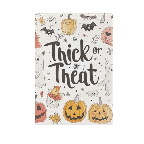 Süße Kritzelei-Zeichnungen Trick or Treat Elfenbeinfarbene Outdoor-Flaggen, doppelseitig, Thanksgiving-Banner für Gartendekoration, 71 x 101 cm, doppelseitig Süße Kritzelei-Zeichnungen Trick or Treat Elfenbeinfarbene Outdoor-Flaggen, doppelseitig, Thanksgiving-Banner für Gartendekoration, 71 x 101 cm, doppelseitig von Amooorous