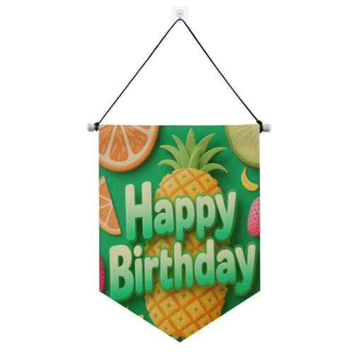 Summer Happy Birthday Obst-Banner-Aufhänger für die Wand mit Teleskopstange, Banner, Outdoor-Dekoration für drinnen und draußen, Party, Banderitas, Para Fiestas von Amooorous