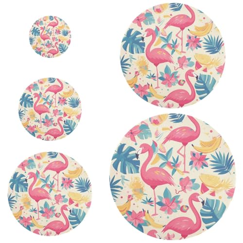 Summer Pink Flamingos Fruit Party 5 Pcs bowl covers reusable in 5 Size Food Storage Bowl Covers for Food Fruit Salad Eco-friendly von Amooorous