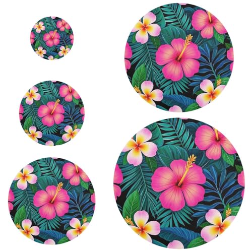 Summer Plumeria Hibiscus Palm Leaf 5 Stück Abdeckungen elastisch wiederverwendbar in 5 Größen Schüssel Abdeckungen Brot Sauerteigdeckel für lang anhaltende Frische von Amooorous