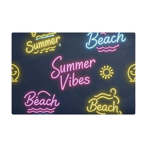 Sun Neon Summer Vibes Beach Arbeitsplatte Kaffee Matte Leder saugfähige Kaffeemaschine Pads für Arbeitsplatten für Küche von Amooorous