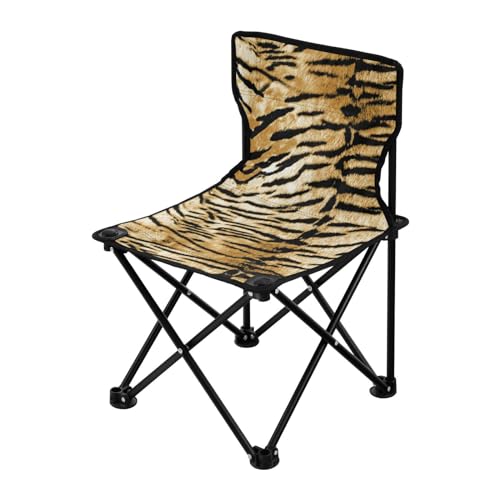 Tigers Skin Brown Faltbarer Campingstuhl Ultraleicht Packbarer Stuhl mit Tragetasche Wanderstuhl für Camping Rasen von Amooorous
