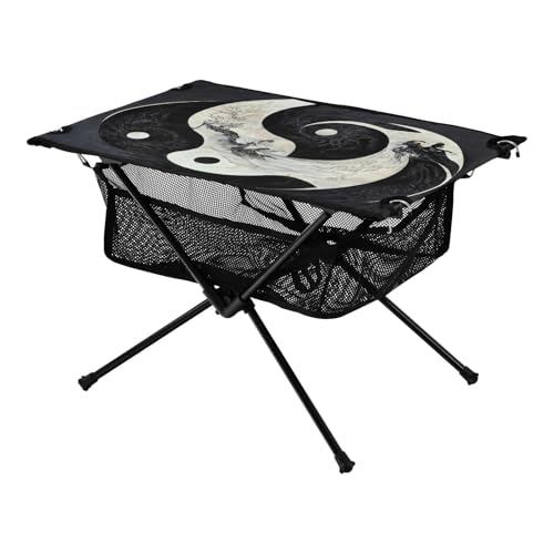 Tragbarer Campingtisch, Tai Chi, kompakter Campingtisch, mit Tragetasche, für Camping, Wandern, Outdoor, Picknick, Schwarz und Weiß Tragbarer Campingtisch, Tai Chi, kompakter Campingtisch, mit Tragetasche, für Camping, Wandern, Outdoor, Picknick, Schwarz und Weiß von Amooorous