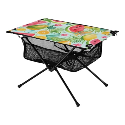 Tragbarer Campingtisch mit buntem Obst, ausziehbarer Outdoor-Picknicktisch mit Aufbewahrungstasche für Picknick, Camping, Reisen von Amooorous