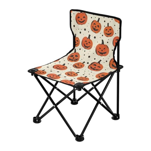 Tragbarer Halloween-Kürbis-Campingstuhl, leichter Rucksack, Stühle für Erwachsene, Tragetasche, Eisangelstühle für draußen und draußen von Amooorous